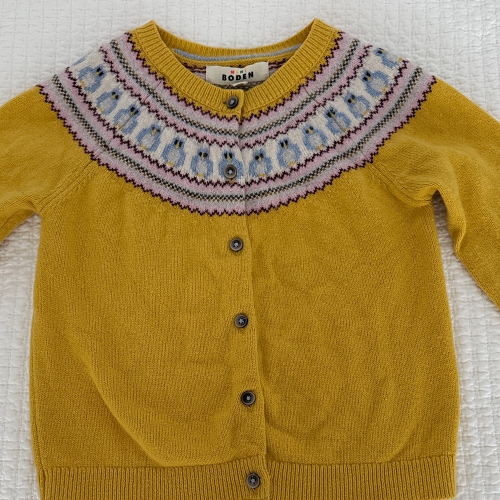 Boden Yellow Fair Isle Cardigan